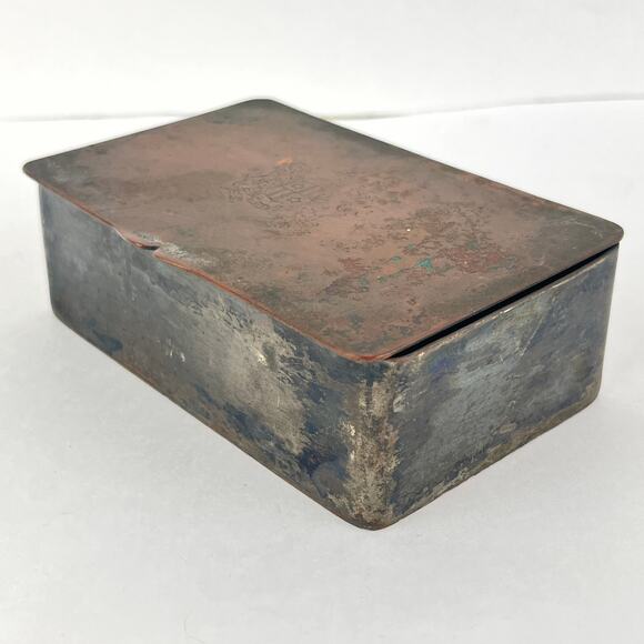 Hand Made Brass Cigarette Box With Hinged Lid - Picture 3 of 8